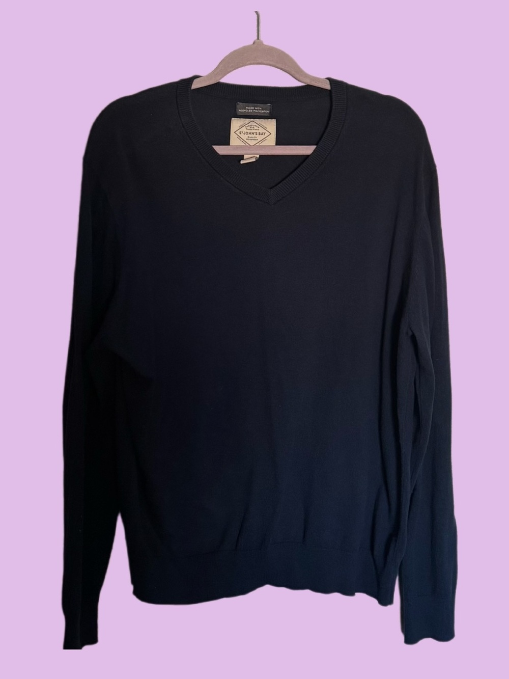 St. John's Bay Men's Navy Blue V-Neck Sweater